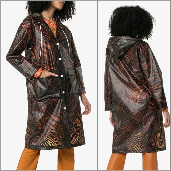 Ganni Jackets & Blazers - GANNI Women's Tiger Print Brown Raincoat $295